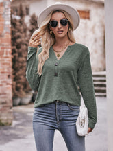 Load image into Gallery viewer, Buttoned Notched Neck Long Sleeve Top
