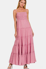 Load image into Gallery viewer, Zenana Woven Smocked Tiered Cami Maxi Dress
