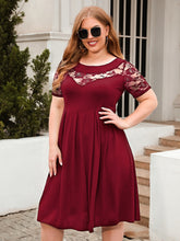 Load image into Gallery viewer, Plus Size Ruched Round Neck Short Sleeve Dress
