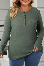 Load image into Gallery viewer, Plus Size Half Snap Long Sleeve T-Shirt
