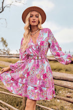 Load image into Gallery viewer, Printed Surplice Neck Long Sleeve Dress
