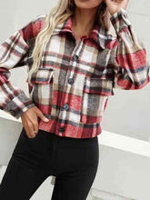 Load image into Gallery viewer, Plaid Collared Neck Button Down Jacket
