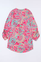 Load image into Gallery viewer, Plus Size Printed Notched Long Sleeve Blouse
