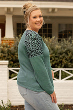 Load image into Gallery viewer, Plus Size Leopard Waffle-Knit Long Sleeve T-Shirt
