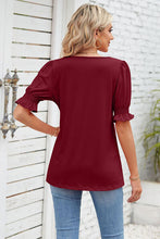 Load image into Gallery viewer, Smocked Square Neck Short Sleeve T-Shirt
