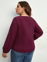 Load image into Gallery viewer, Plus Size Round Neck Tie Waist Long Sleeve Blouse
