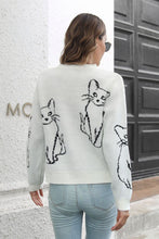 Load image into Gallery viewer, Cat Pattern Round Neck Long Sleeve Pullover Sweater
