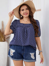 Load image into Gallery viewer, Plus Size Polka Dot Square Neck Blouse
