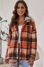 Load image into Gallery viewer, Button Up Plaid Hooded Jacket
