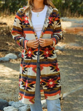 Load image into Gallery viewer, Geometric Hooded Cardigan with Pockets
