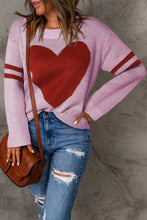 Load image into Gallery viewer, Heart Graphic Round Neck Sweater
