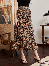 Load image into Gallery viewer, Leopard Ruffle Hem Midi Skirt
