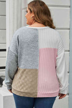 Load image into Gallery viewer, Plus Size Long Sleeve Color Block Top
