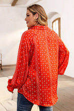 Load image into Gallery viewer, Plus Size Printed Johnny Collar Long Sleeve Blouse
