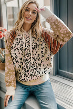 Load image into Gallery viewer, Leopard Drawstring Hooded Sweater
