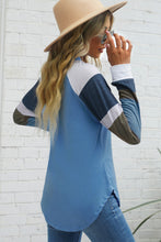 Load image into Gallery viewer, Color Block Curved Hem Long Sleeve Tee
