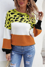 Load image into Gallery viewer, Color Block Round Neck Lantern Sleeve Sweater
