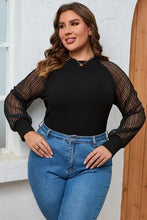 Load image into Gallery viewer, Plus Size Round Neck Long Sleeve Blouse
