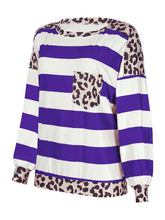 Load image into Gallery viewer, Striped Leopard Long Sleeves Top
