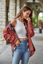 Load image into Gallery viewer, Plaid Collared Dropped Shoulder Jacket
