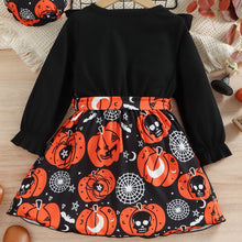 Load image into Gallery viewer, Halloween Theme Bow Front Round Neck Dress
