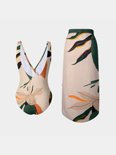 Load image into Gallery viewer, Printed Surplice Wide Strap Swimwear and Skirt Swim Set
