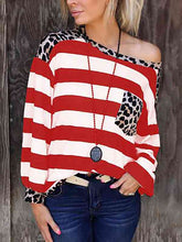 Load image into Gallery viewer, Striped Leopard Long Sleeves Top
