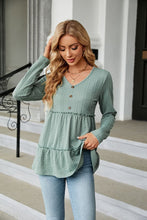 Load image into Gallery viewer, Long Sleeve V-Neck Cable-Knit Blouse
