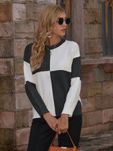 Load image into Gallery viewer, Contrast Round Neck Drop Shoulder Sweater
