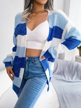 Load image into Gallery viewer, Striped Rib-Knit Open Front Longline Cardigan
