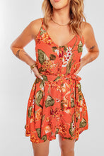 Load image into Gallery viewer, Floral Spaghetti Strap Tie Waist Dress
