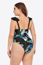 Load image into Gallery viewer, Plus Size Printed Ruffled Deep V One-Piece Swimsuit
