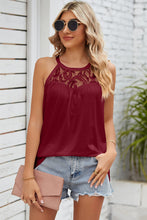 Load image into Gallery viewer, Lace Detail Round Neck Sleeveless Top
