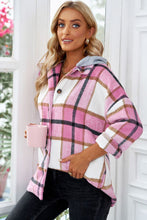 Load image into Gallery viewer, Button Up Plaid Hooded Jacket
