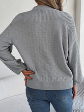 Load image into Gallery viewer, Half Button V-Neck Long Sleeve Sweater
