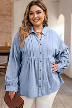 Load image into Gallery viewer, Plus Size High-Low Button Up Dropped Shoulder Shirt
