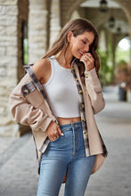 Load image into Gallery viewer, Plaid Collared Dropped Shoulder Jacket
