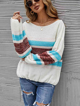 Load image into Gallery viewer, Color Block Boat Neck Knit Top
