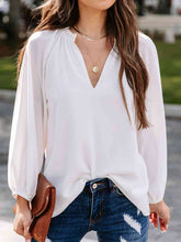 Load image into Gallery viewer, Notched Neck Long Sleeve Blouse
