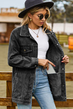 Load image into Gallery viewer, Buttoned Collared Neck Denim Jacket with Pockets
