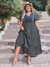 Load image into Gallery viewer, Plus Size Printed V-Neck Flutter Sleeve Midi Dress
