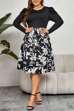 Load image into Gallery viewer, Plus Size Round Neck Puff Sleeve Printed Dress
