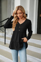 Load image into Gallery viewer, Long Sleeve V-Neck Cable-Knit Blouse
