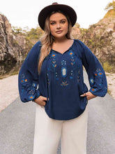 Load image into Gallery viewer, Plus Size Tie Neck Balloon Sleeve Top
