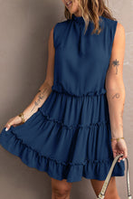 Load image into Gallery viewer, Tie Neck Frill Trim Sleeveless Mini Dress
