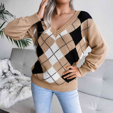 Load image into Gallery viewer, Geometric V-Neck Sweater
