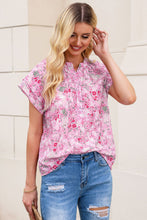 Load image into Gallery viewer, Floral Half-Button Flutter Sleeve Blouse
