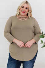 Load image into Gallery viewer, Plus Size Curved Hem Neck Detail Tee
