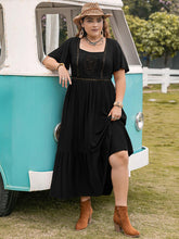 Load image into Gallery viewer, Plus Size Square Neck Short Sleeve Ruffle Hem Dress
