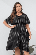 Load image into Gallery viewer, Plus Size Polka Dot Flutter Sleeve Dress
